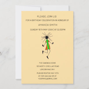 African Art Modern abstract Dancer Birthday  Invitation