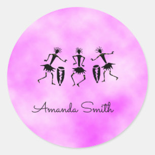 African Art, Pink Cloud Inspirational Dance Classic Round Sticker