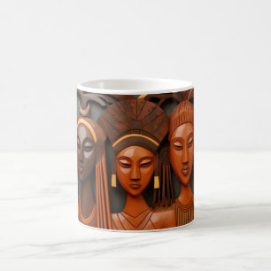African Art Print, 3D Wood Relief Style Coffee Mug