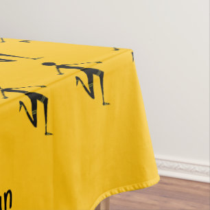 African Art, Silhouette athlete Orange Pattern Tablecloth