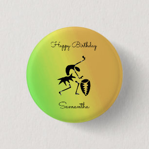 African Art, Silhouette Dancer Colourful 3 Cm Round Badge