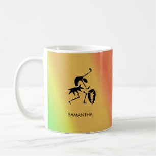 African Art, Silhouette Dancer Colourful Coffee Mug