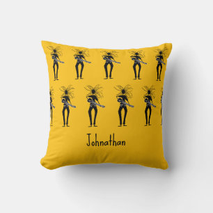 African Art, Silhouette Guitarists Cushion