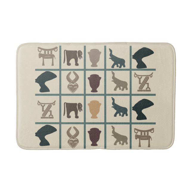 African art symbol and motifs pattern bath mat (Front)