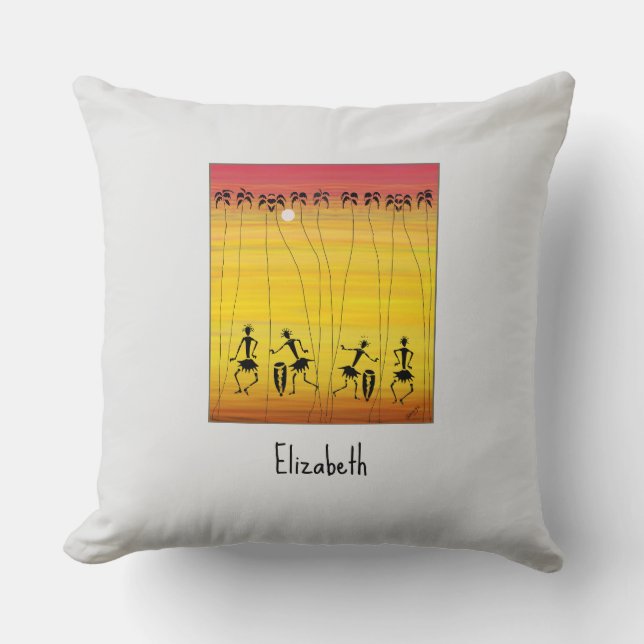 African Art, Tropical Sunset Celebration Cushion (Front)