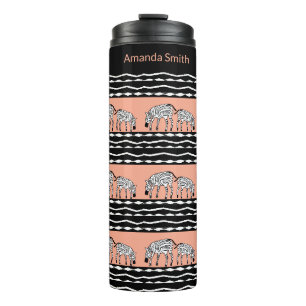 African Art, Zebras Pattern Yellow Thermal Tumbler