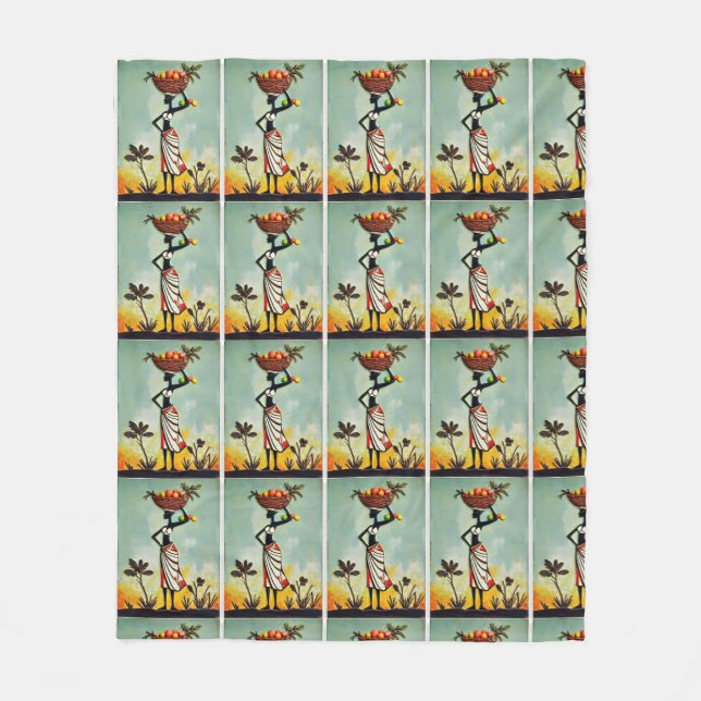 African Artwork in Depicting a Woman for Blankets (Front)