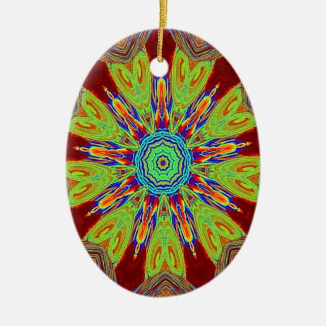 African Asian European ethnic pattern Ceramic Ornament (Front)