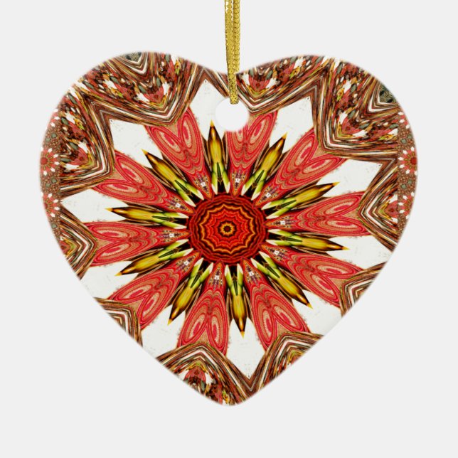 African Asian traditional edgy pattern Ceramic Ornament (Front)