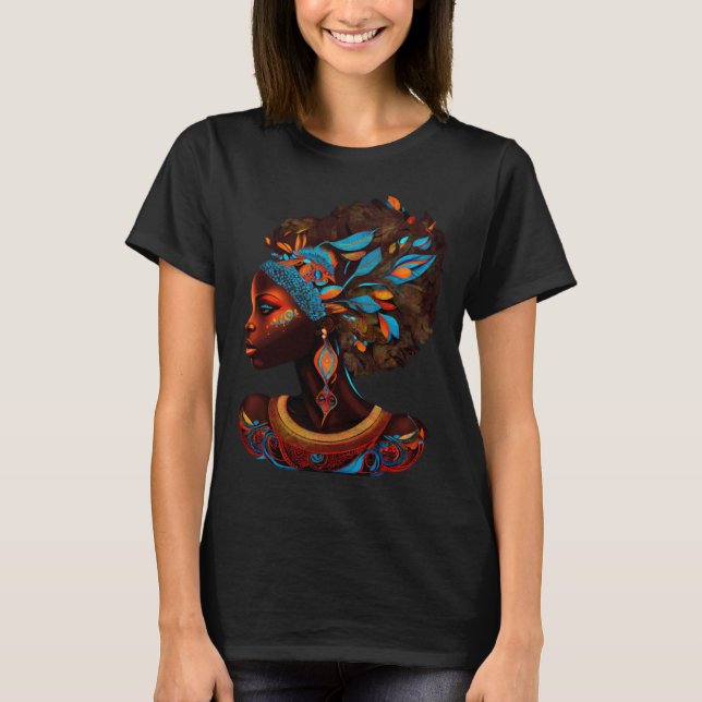 African Attire Abstract African Queen Afro Melanin T-Shirt (Front)