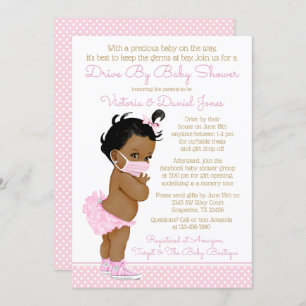 African Baby Girl With Mask Drive By Baby Shower Invitation