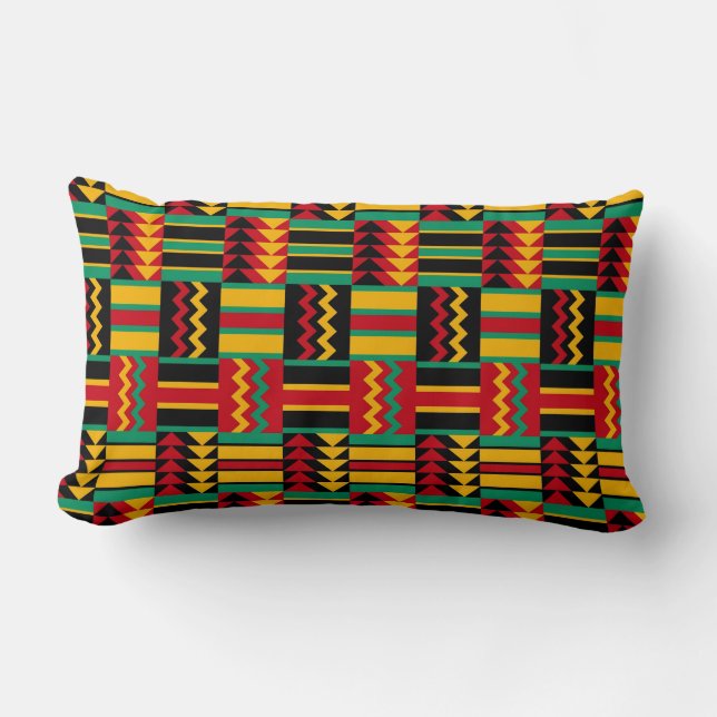 African Basket Weave Pride Red Yellow Green Black Lumbar Cushion (Front)