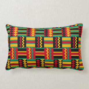African Basket Weave Pride Red Yellow Green Black Lumbar Cushion