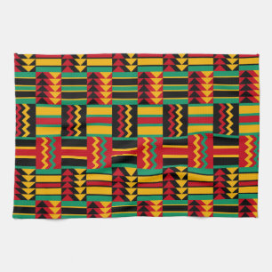 African Basket Weave Pride Red Yellow Green Black Tea Towel