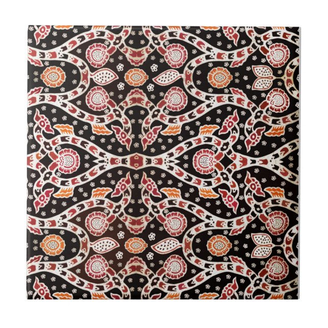 African Batik Climbing Ivy Ceramic Tile (Front)