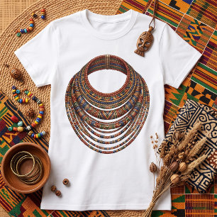 African Beaded Collar Necklace Tribal T-Shirt