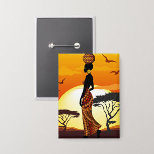 African Beautiful Woman Silhouette on African Suns
