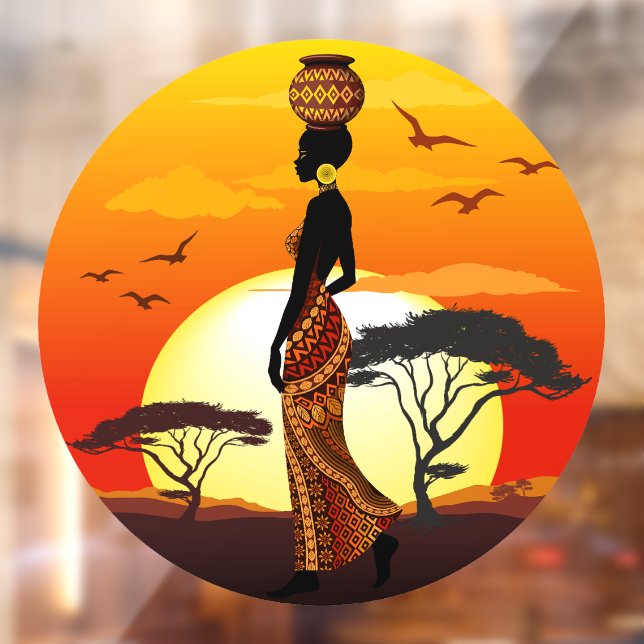 African Beautiful Woman Silhouette on African Suns (Sheet 2)