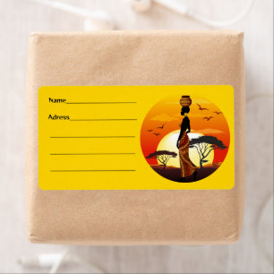 African Beautiful Woman Silhouette on African Suns