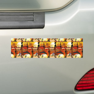 African Beautiful Woman Silhouette on African Suns Bumper Sticker