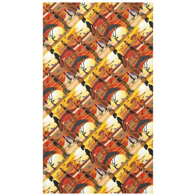 African Beautiful Woman Silhouette on African Suns Tablecloth (Front)