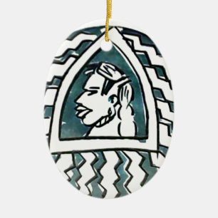 African Beauty Bongo Maasai Portrait Tribal Art Ceramic Ornament