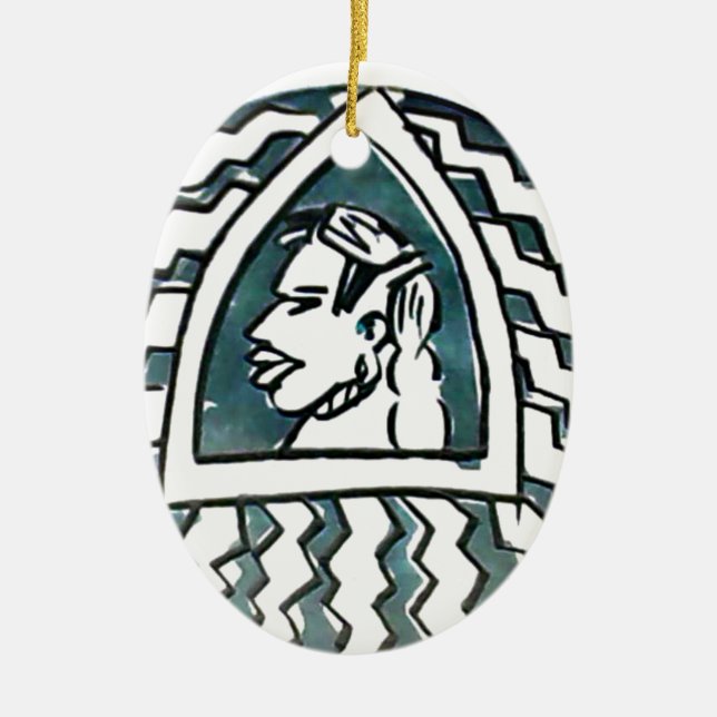 African Beauty Bongo Maasai Portrait Tribal Art  Ceramic Ornament (Front)