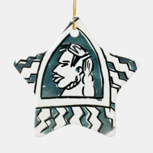 African Beauty Bongo Maasai Portrait Tribal Art  Ceramic Ornament