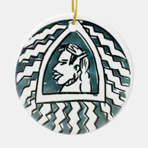 African Beauty Bongo Maasai Portrait Tribal Art  Ceramic Ornament