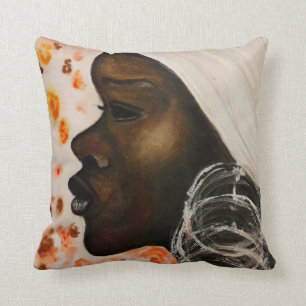 African Beauty - Watercolor Painting Cushion