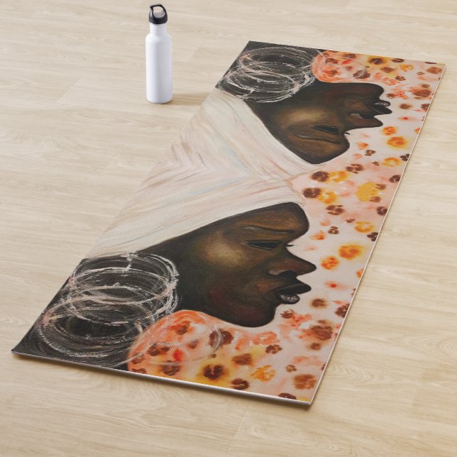 African Beauty Woman Yoga Mat - Painting  (In Situ)