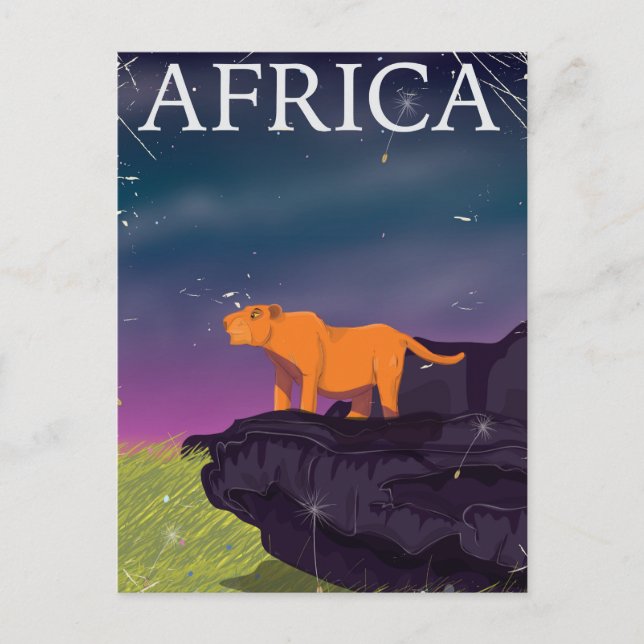 African Big Cat Vintage Poster Postcard (Front)