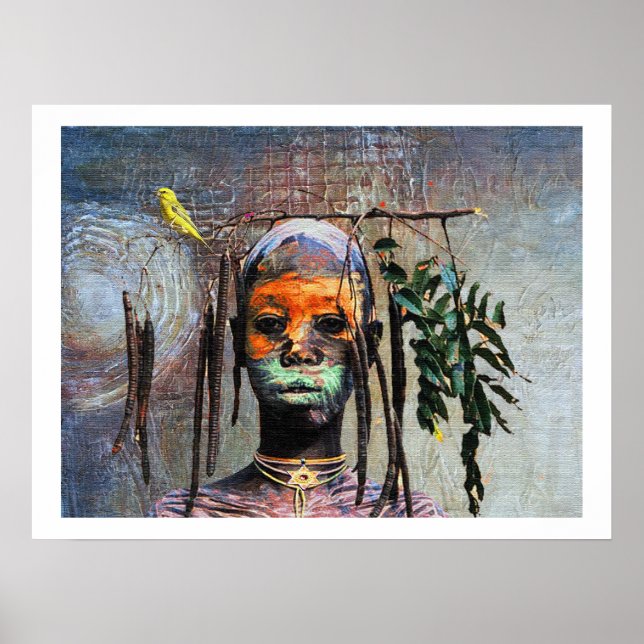 African Bird Boy — Afrocentric Watercolor Poster (Front)