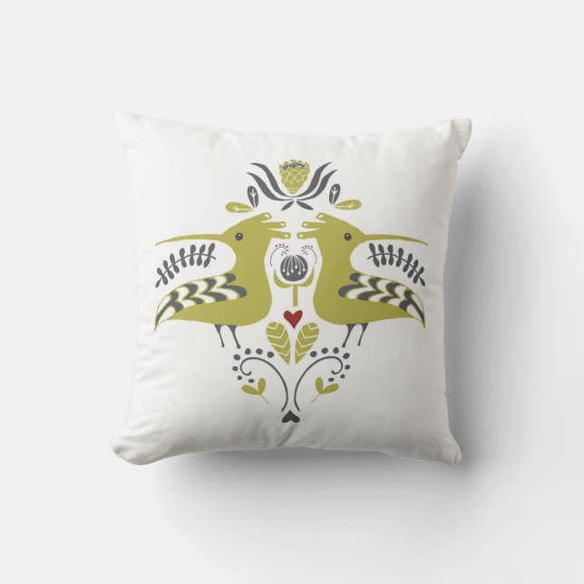 African Bird / Hoepoe / Design / Coral / Shweshwe Cushion (Front)