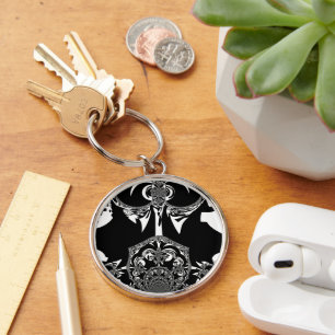 African Black and White Art Print Key Ring