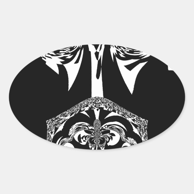 African Black and White Art Print Oval Sticker (Front)