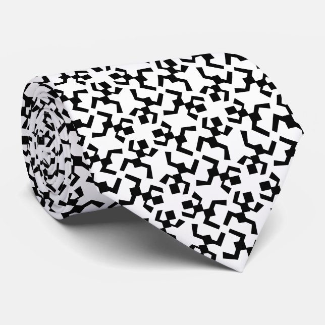 African black and white ethnical pattern tie (Rolled)