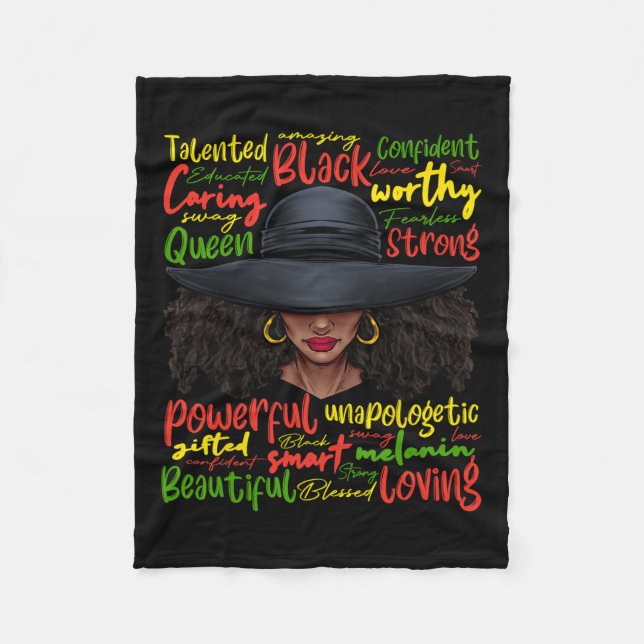 African Black History African American Ladies June Fleece Blanket (Front)