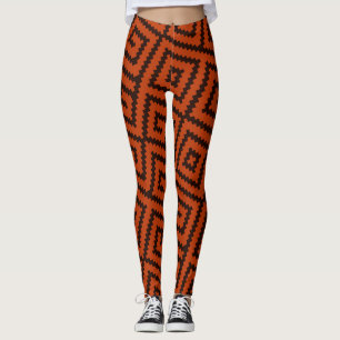 African Black Orange Minimal Pattern Leggings