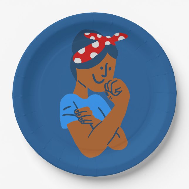 african black rosie the riveter rockabilly retro  paper plate (Front)