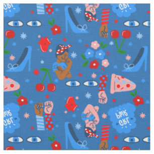 african black rosie the riveter rockabilly whimsy fabric