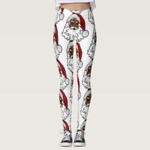 african black santa christmas leggings