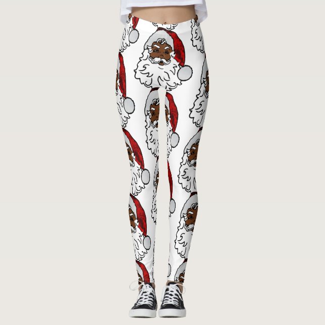 african black santa christmas leggings (Front)