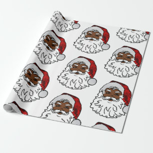 african black santa christmas wrapping paper