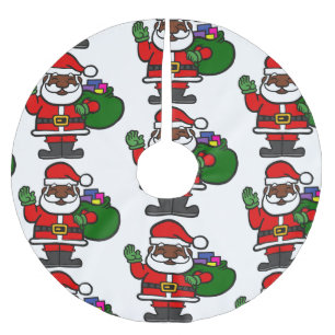 african black santa claus xmas brushed polyester tree skirt