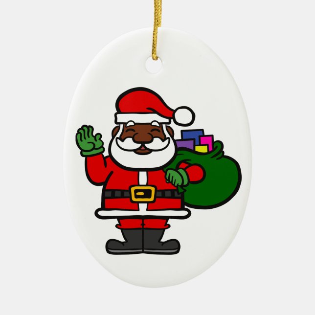 african black santa claus xmas ceramic ornament (Front)