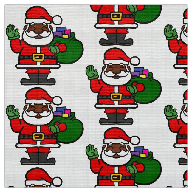 african black santa claus xmas fabric (Swatch)