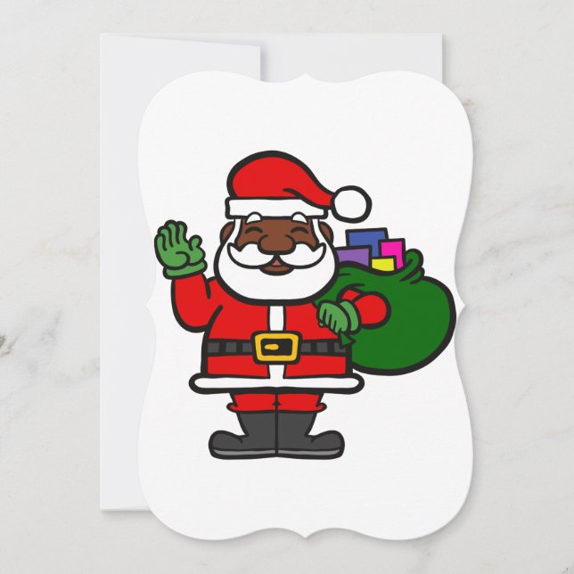 african black santa claus xmas invitation (Front)