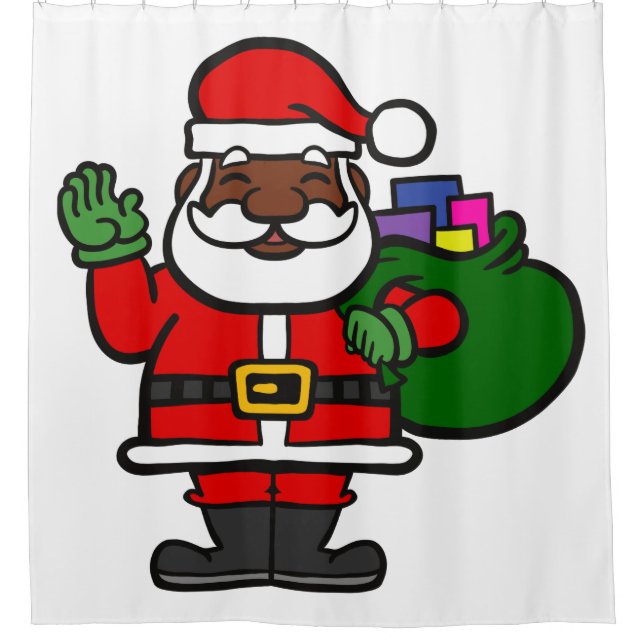 african black santa claus xmas shower curtain (Front)