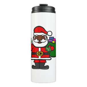 african black santa claus xmas thermal tumbler